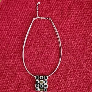 Contemporary Silvertone Abstract Grid Pattern Multicolor Stone, 18"